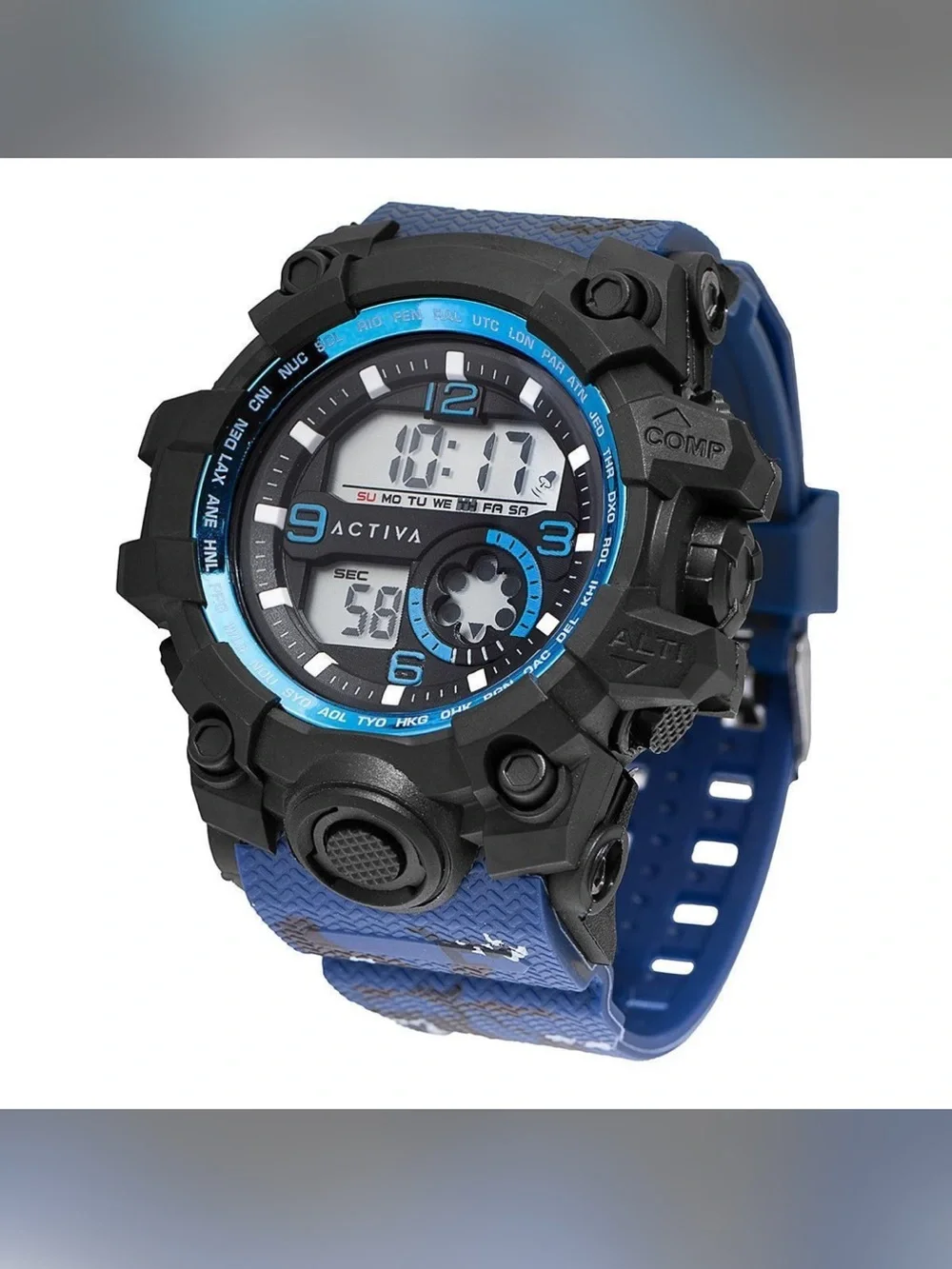 Ativa Black and Blue Rugged Digital Sports Watch